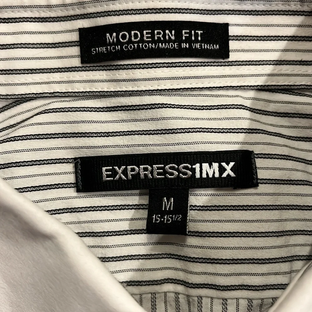 EXPRESS | 1MX striped dress button down shirt, M 15-15 1/2 - Picture 2 of 5